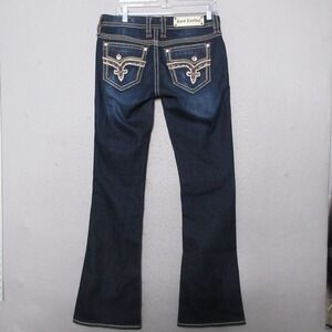 Rock Revival Denim Betty Jeans Embellished Pockets‎ Bootcut Dark Wash Y2K Bling